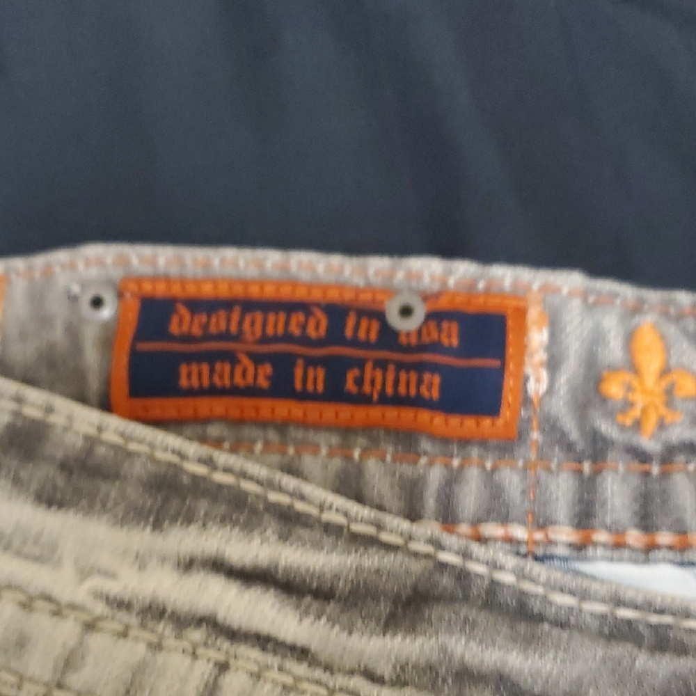 Rock Revival Light Gray Patch Detail Jeans - Picture 7 of 16